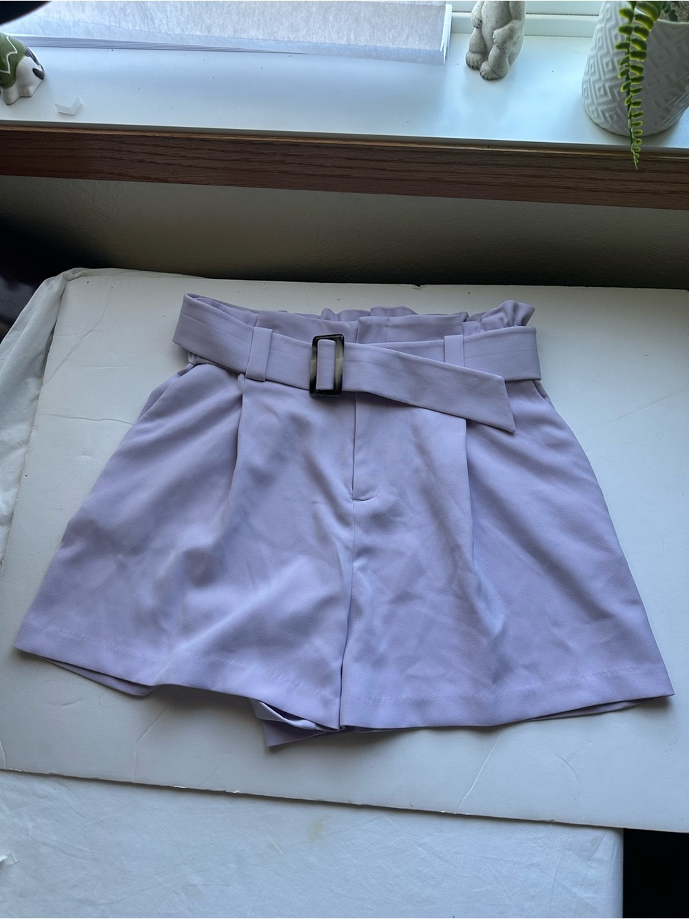 Nine West Lilac Paperbag Waist Shorts with Belt - Size S